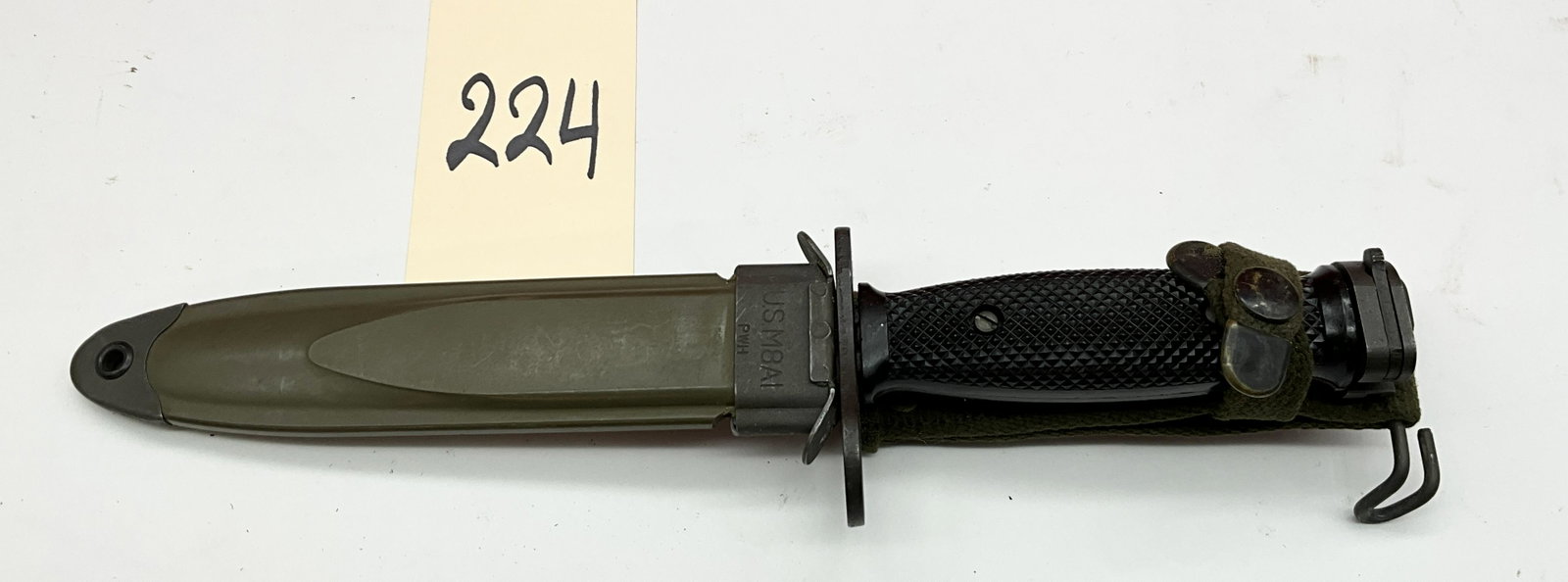 M7 BAYONET WITH M8A1 SCABBARD.: M7 BAYONET WITH M8A1 SCABBARD. MEASURES 12"L