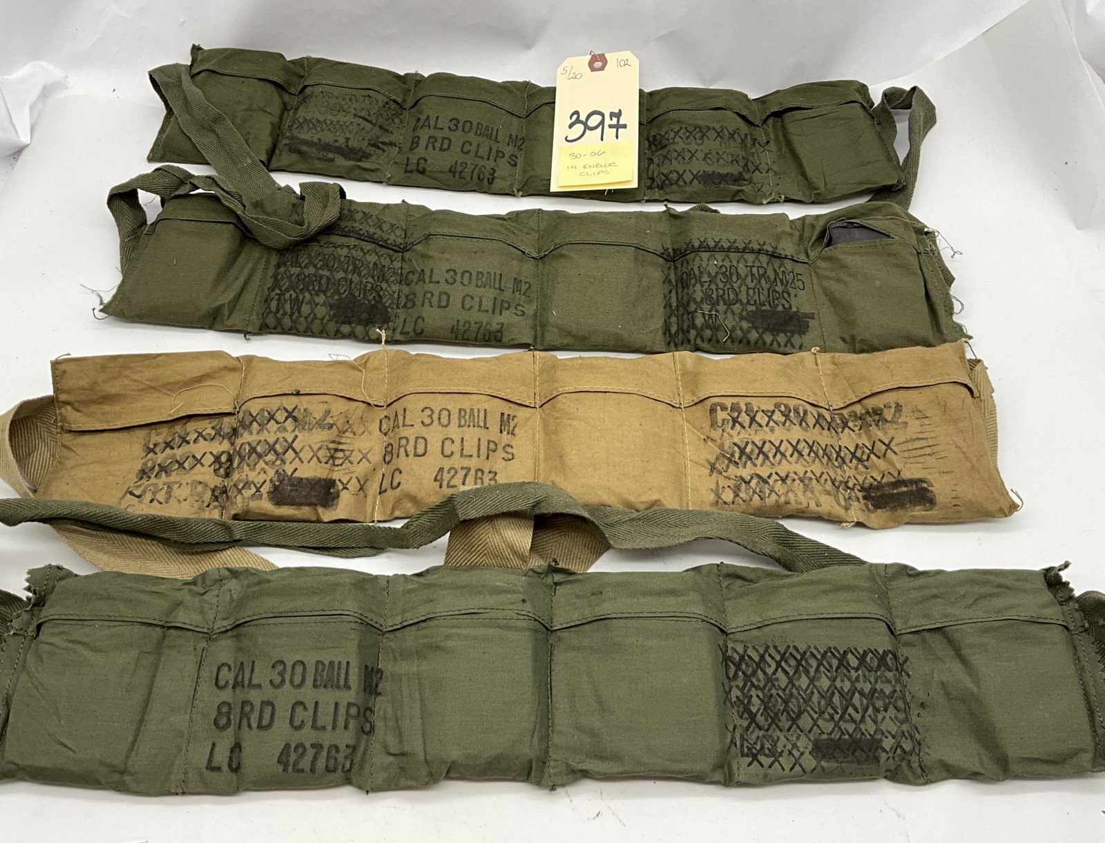 4 FULL BELTS OF 30-06 IN EN BLOC CLIPS.: 4 FULL BELTS OF 30-06 IN EN BLOC CLIPS.