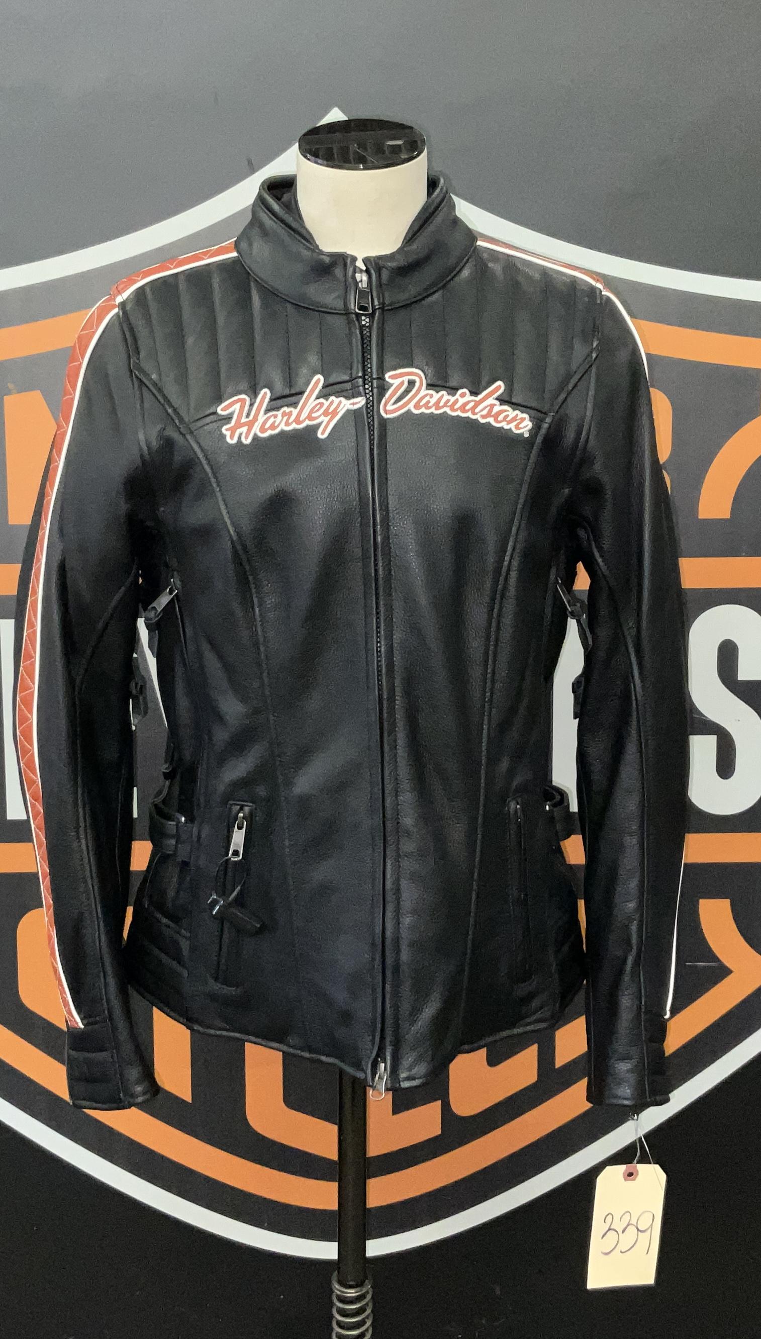 HD WOMEN'S SIZE LARGE VANOCKER BLACK LEATHER RIDING JACKET. (1 of 4)