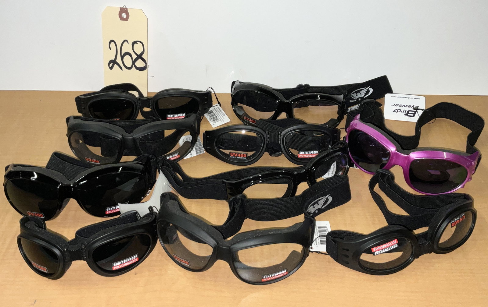 9 PC PROTECTIVE EYEWEAR RIDING GOGGLES LOT.: 9 PC PROTECTIVE EYEWEAR RIDING GOGGLES LOT. FROM GLOBAL VISION AND BIRDZ EYEWEAR. SIZES VARY FROM SM TO L. Condition All property is sold in "as is" condition and all sales are final. Teel Auctions an