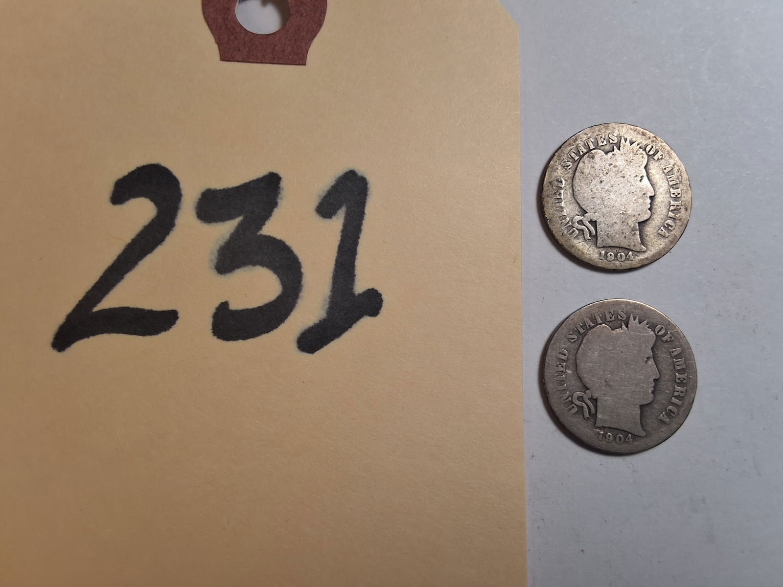 Lot of 2 Barber Dimes 10C - 1904 S (1 of 3)