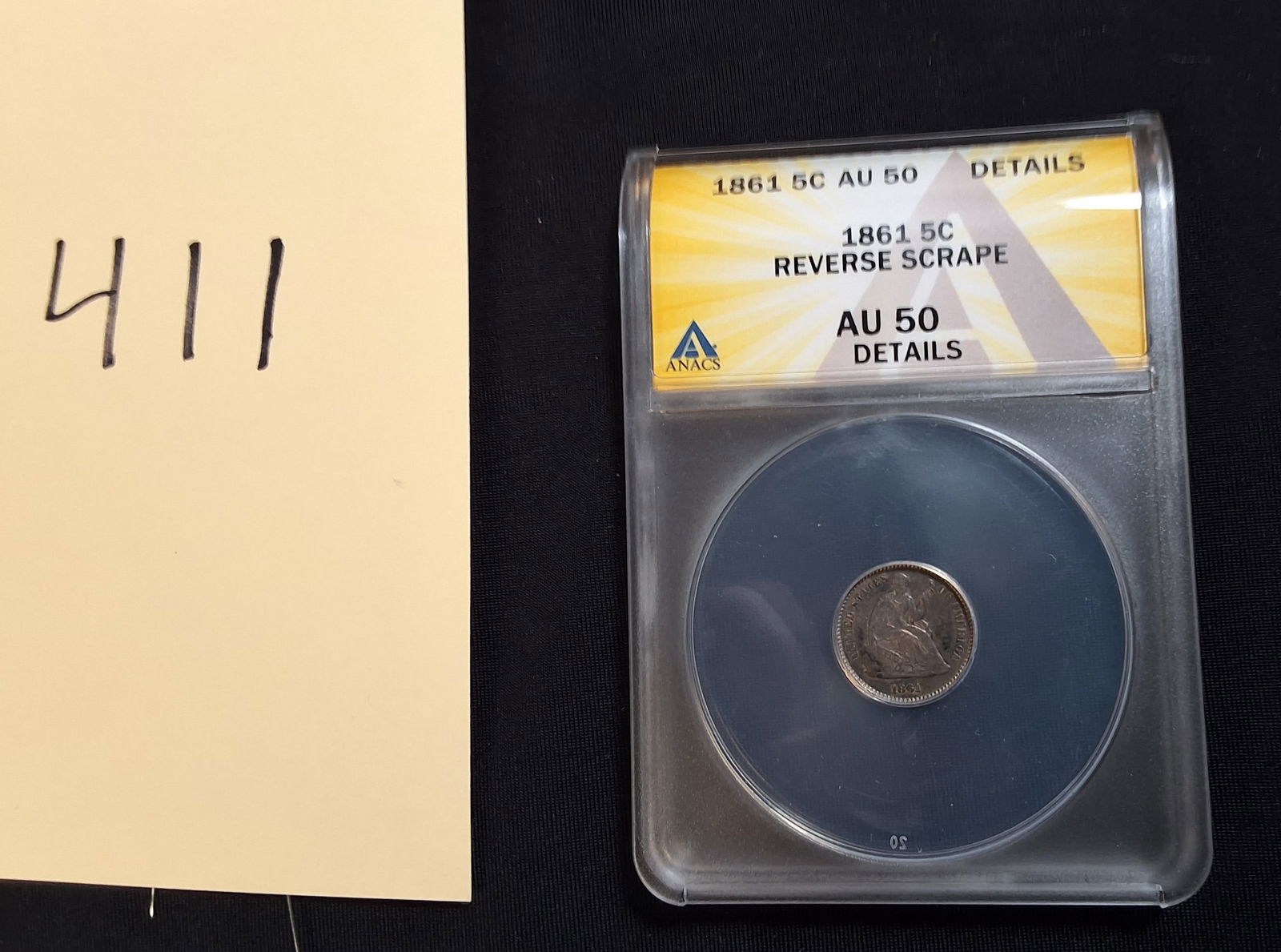 1861 Half Dime 5C ANACS AU50 Details (1 of 3)