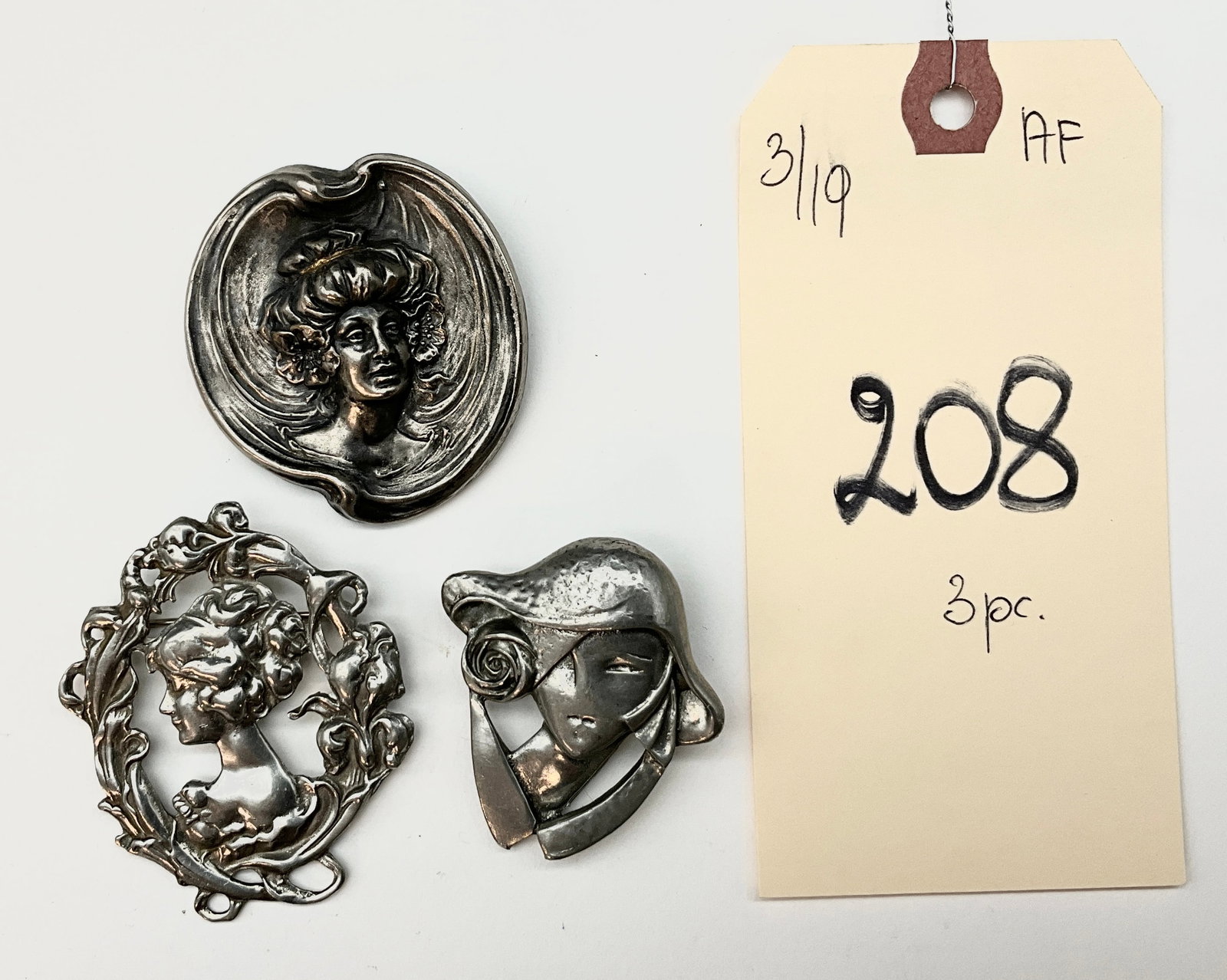 THREE TESTED 800 SILVER FIGURAL BROOCHES (1 of 2)