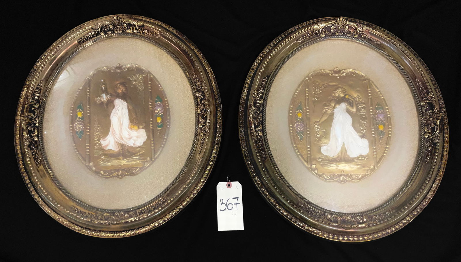 PAIR OF ANTIQUE ART DECO WALL PLAQUES (1 of 3)