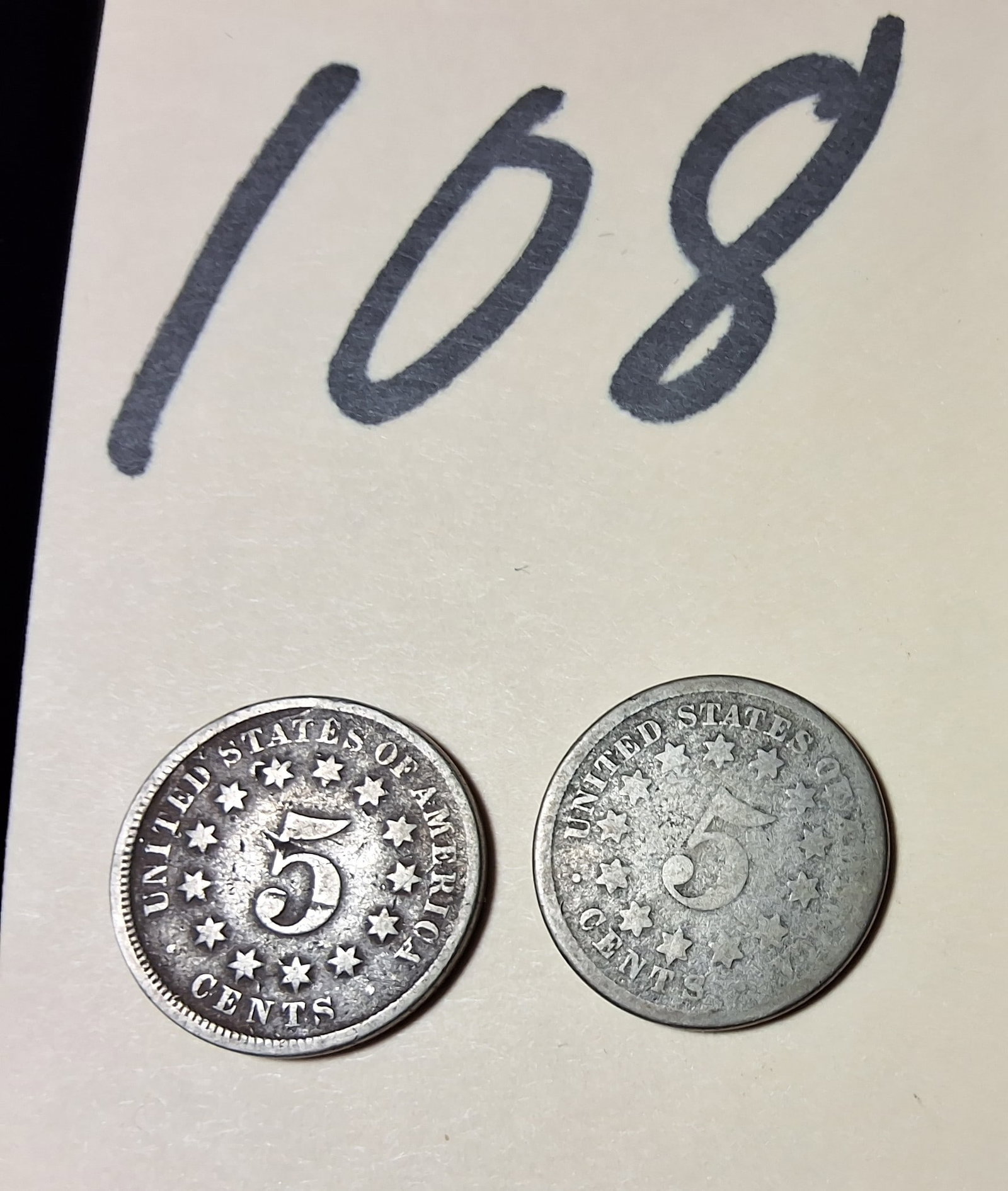 Lot of 2 Shiekd Nickels 5C - Worn Dates: Lot of 2 Shiekd Nickels 5C - Worn Dates Condition All property is sold in "as is" condition and all sales are final. Teel Auctions and its consignor make no representations or warranties, express or i