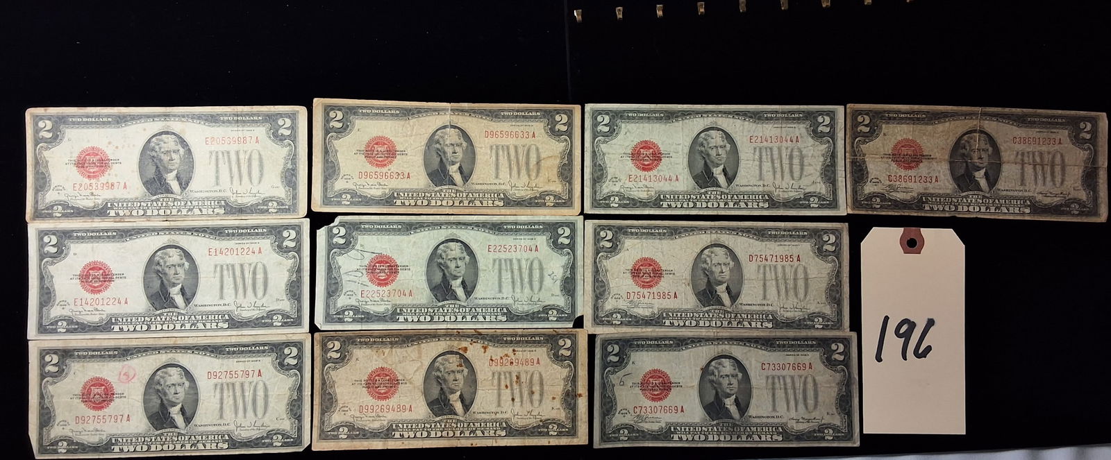 Lot of 10 1928 Two Dollar $2 Red Seal Federal Reserve Notes Currency (1 of 3)