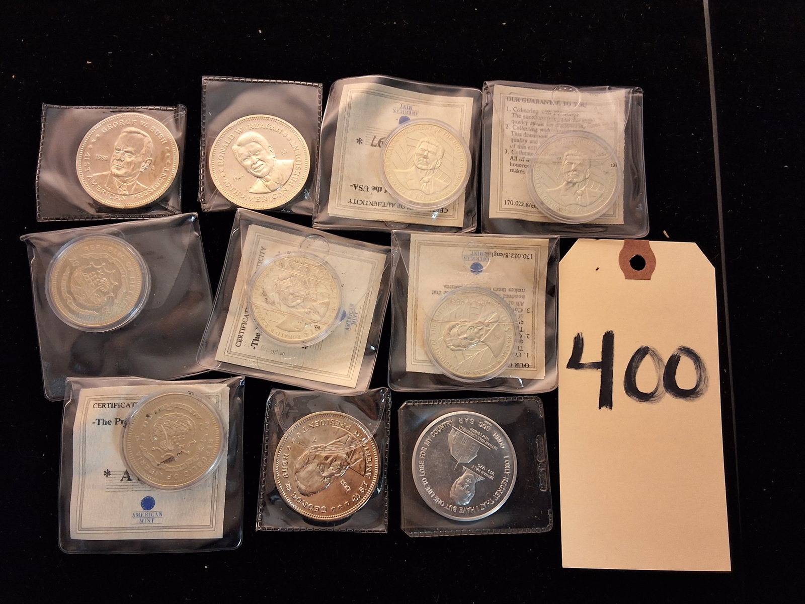 Lot of 10 Presidential Commemorative Medals: Lot of 10 Presidential Commemorative Medals Condition All property is sold in "as is" condition and all sales are final. Teel Auctions and its consignor make no representations or warranties, express 