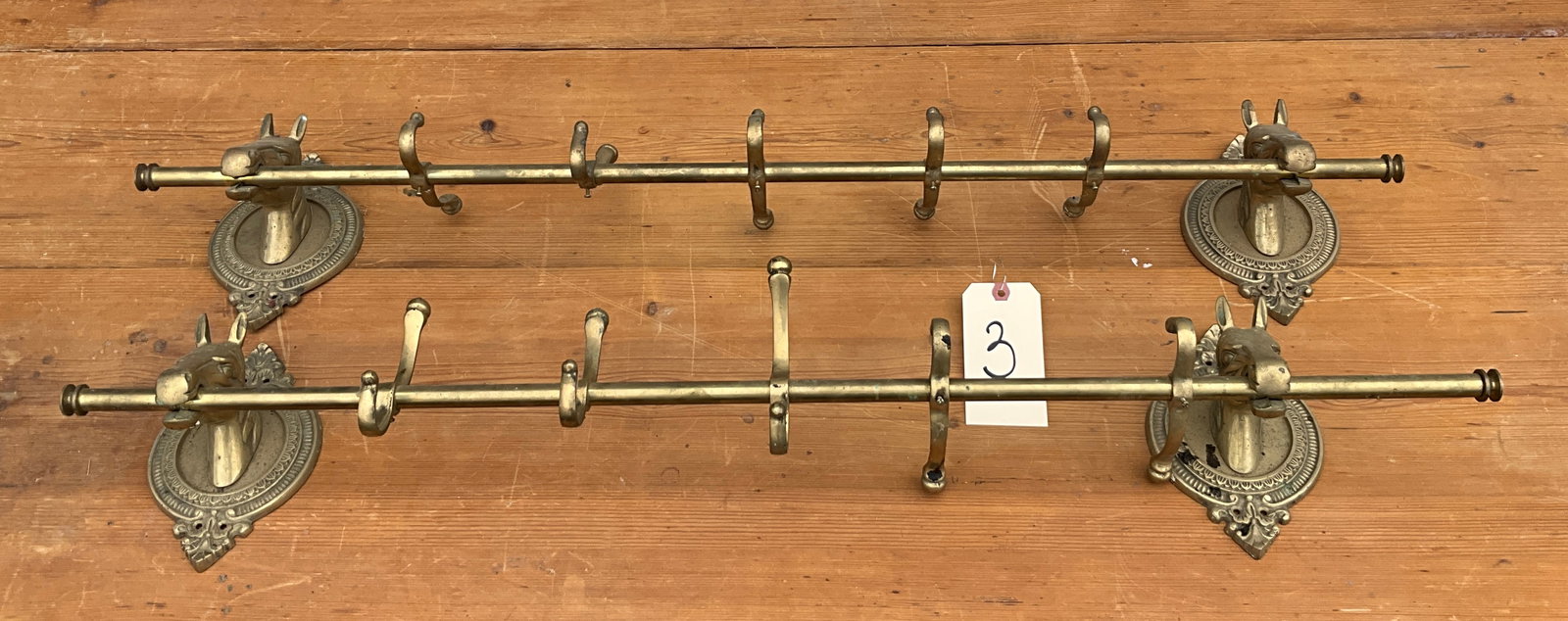 PR HORSE HEAD BRASS WALL HANGING COAT HOOKS. (1 of 3)