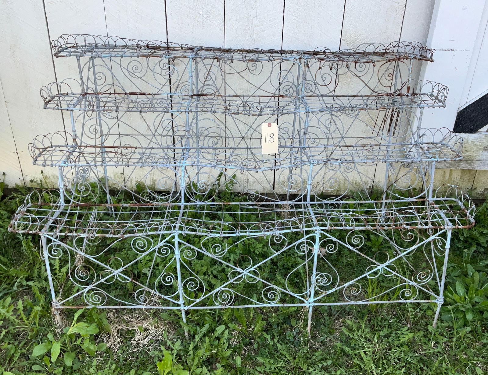VINTAGE WIRE TIERED PLANT STAND. (1 of 2)
