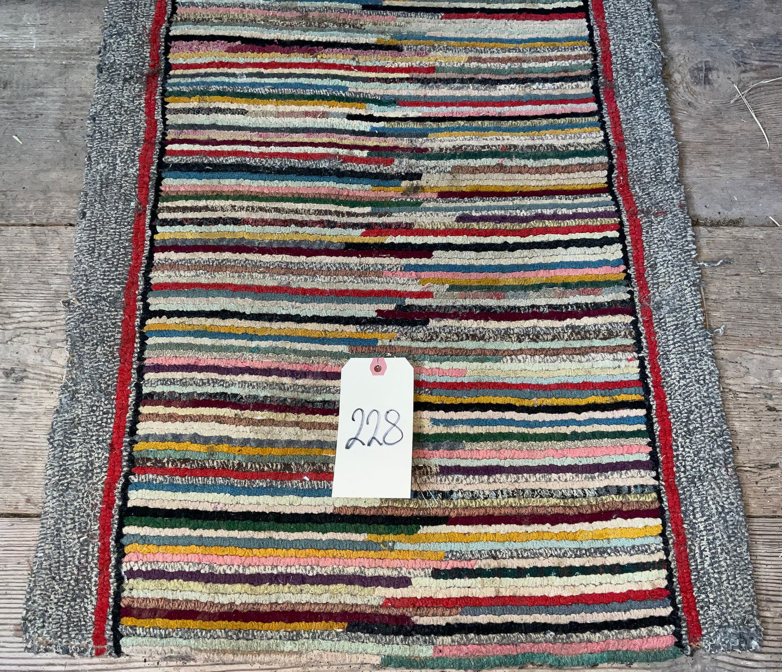 ANTIQUE 18'L SCANDINAVIAN STRIPED RUNNER. (1 of 5)