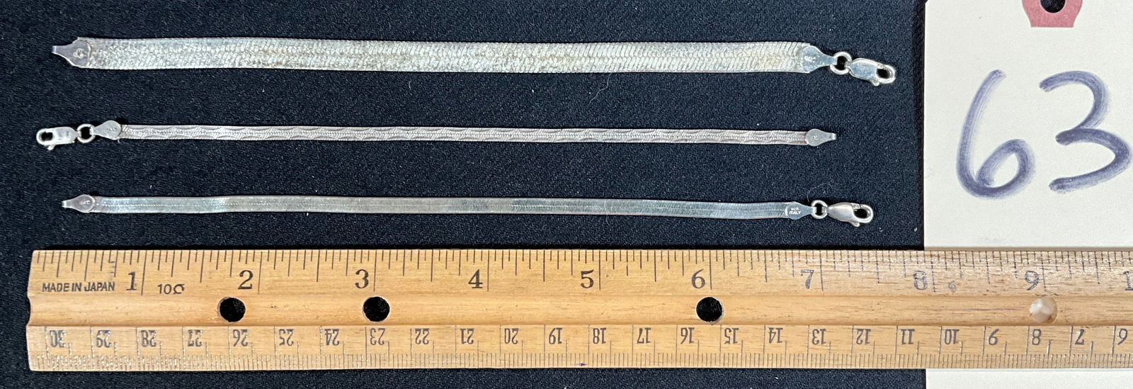 3 PC ITALIAN STERLING SILVER HERRINGBONE BRACELETS. (1 of 2)