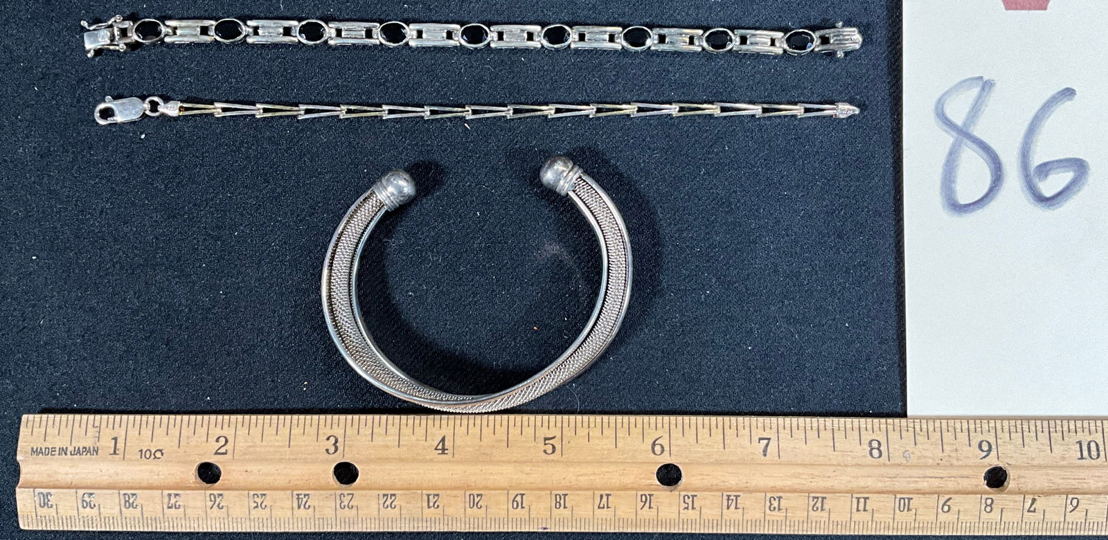 3 PC TIFFANY STERLING CUFF AND OTHER STERLING SILVER BRACELETS LOT. (1 of 4)