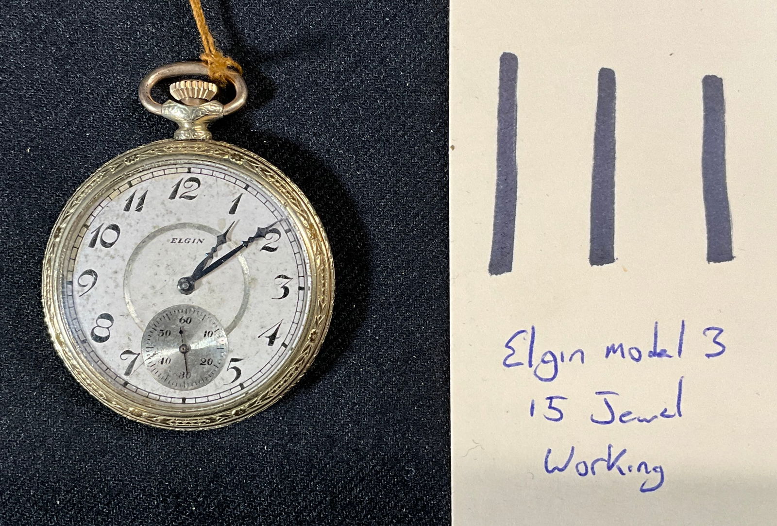 ELGIN MODEL 3 DIPLOMAT 15 JEWEL POCKET WATCH, WORKING CONDITION. (1 of 4)