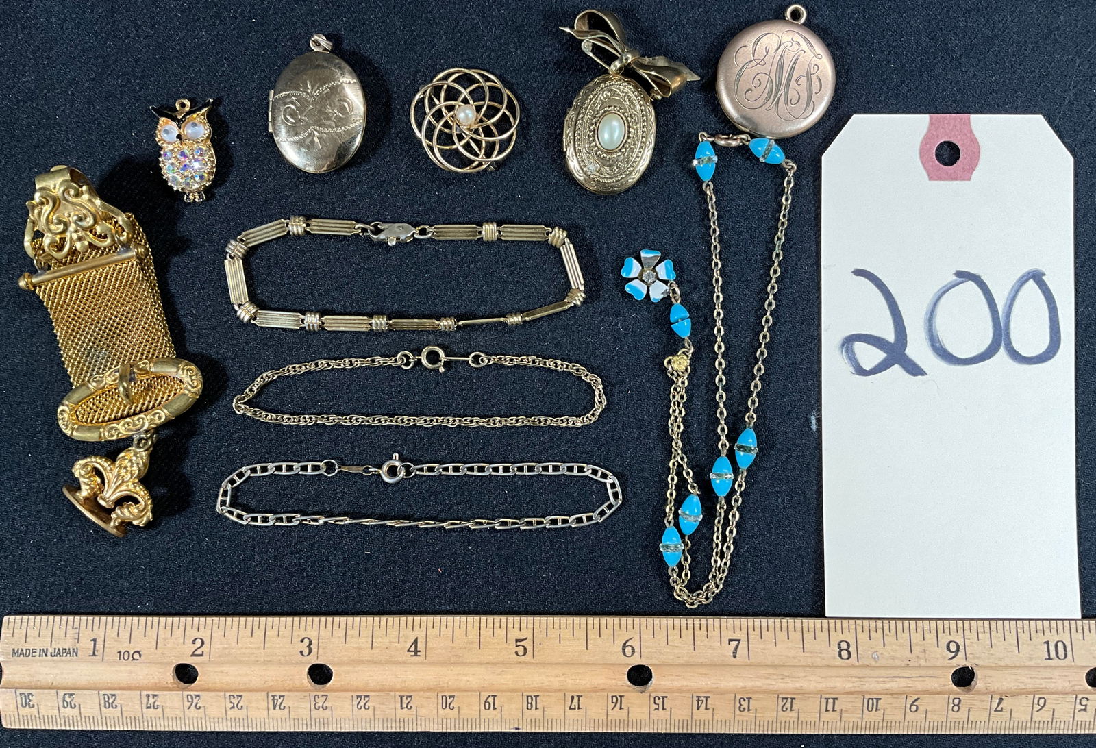 LOT OF ASSORTED GOLD FILLED AND MORE BRACELETS, LOCKETS, AND MORE. (1 of 4)