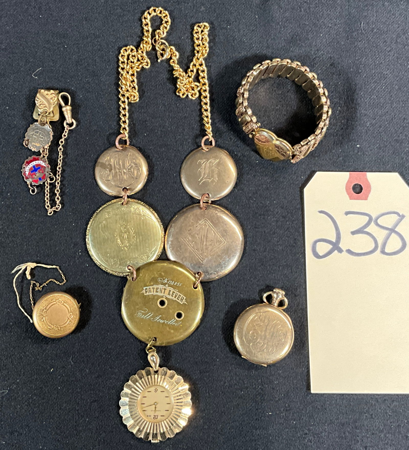 WATCH BACK NECKLACE, ELGIN POCKETWATCH, AND MORE. (1 of 6)