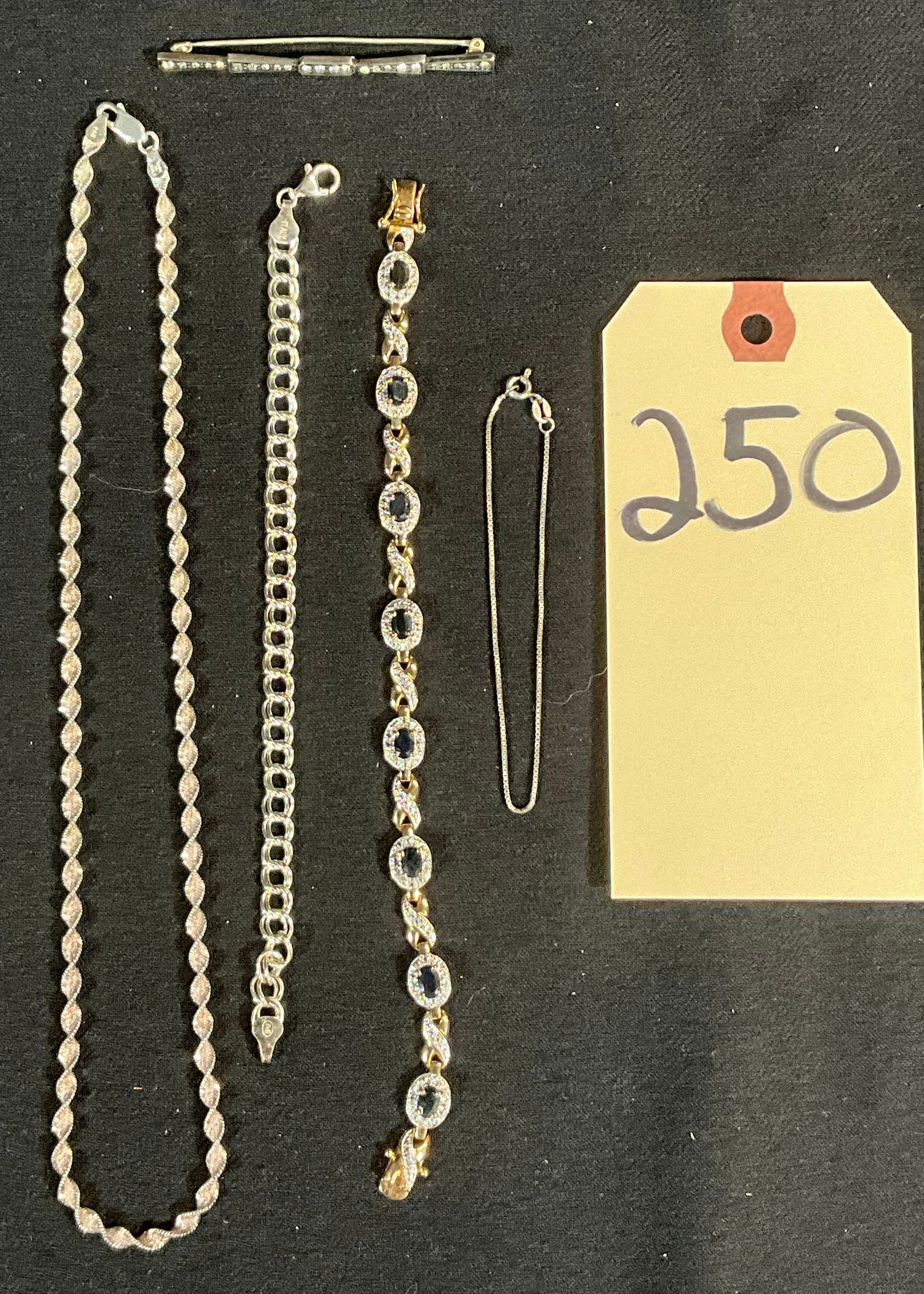 5 PC STERLING SILVER BRACELET, NECKLACE, AND PIN. (1 of 6)