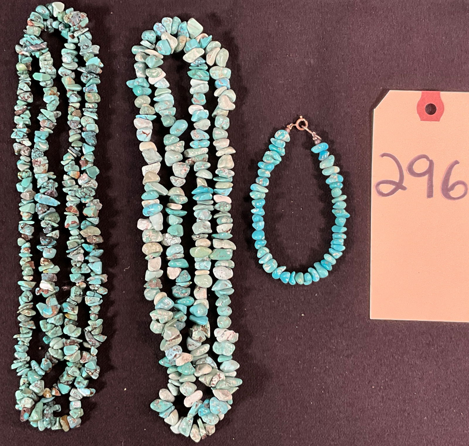3 PC TURQUOISE STONE NECKLACES AND BRACELETS. (1 of 3)