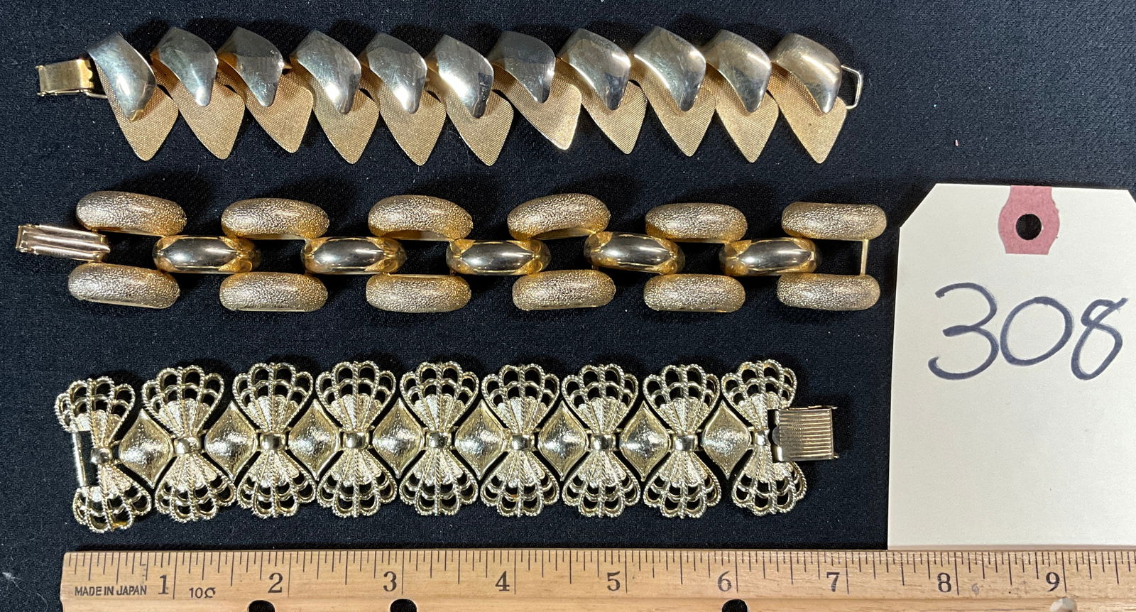 3 PC CORO, NAPIER, AND MORE STATEMENT BRACELETS.: 3 PC CORO, NAPIER, AND MORE STATEMENT BRACELETS. Condition All property is sold in "as is" condition and all sales are final. Teel Auctions and its consignor make no representations or warranties, exp