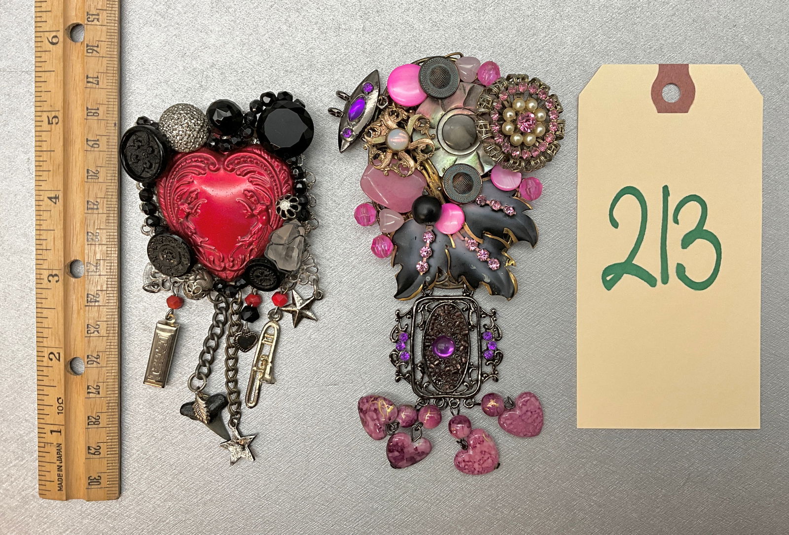 TWO PIECE SARAH JANE SIGNED MOSAIC BROOCHES. (1 of 3)