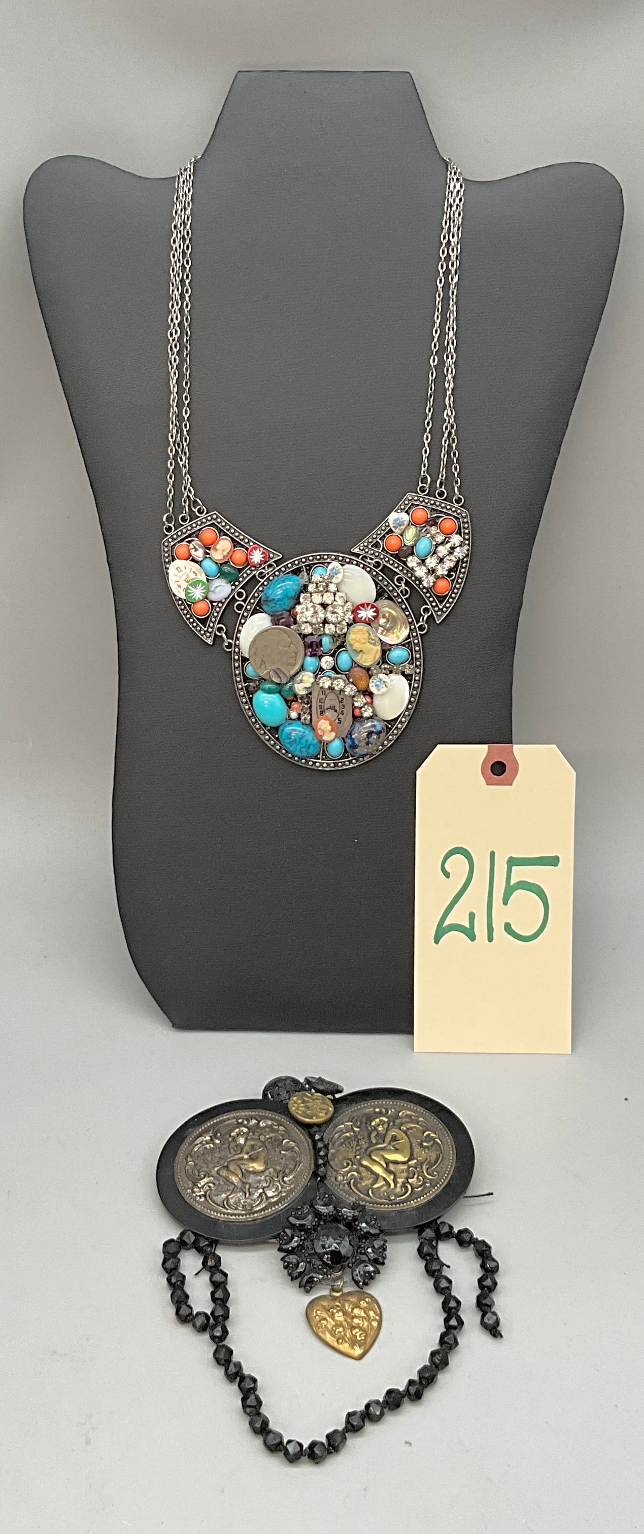 TWO SIGNED SARAH JANE MOSAIC JEWELRY NECKLACES.: TWO SIGNED SARAH JANE MOSAIC JEWELRY NECKLACES. Condition All property is sold in "as is" condition and all sales are final. Teel Auctions and its consignor make no representations or warranties, expr