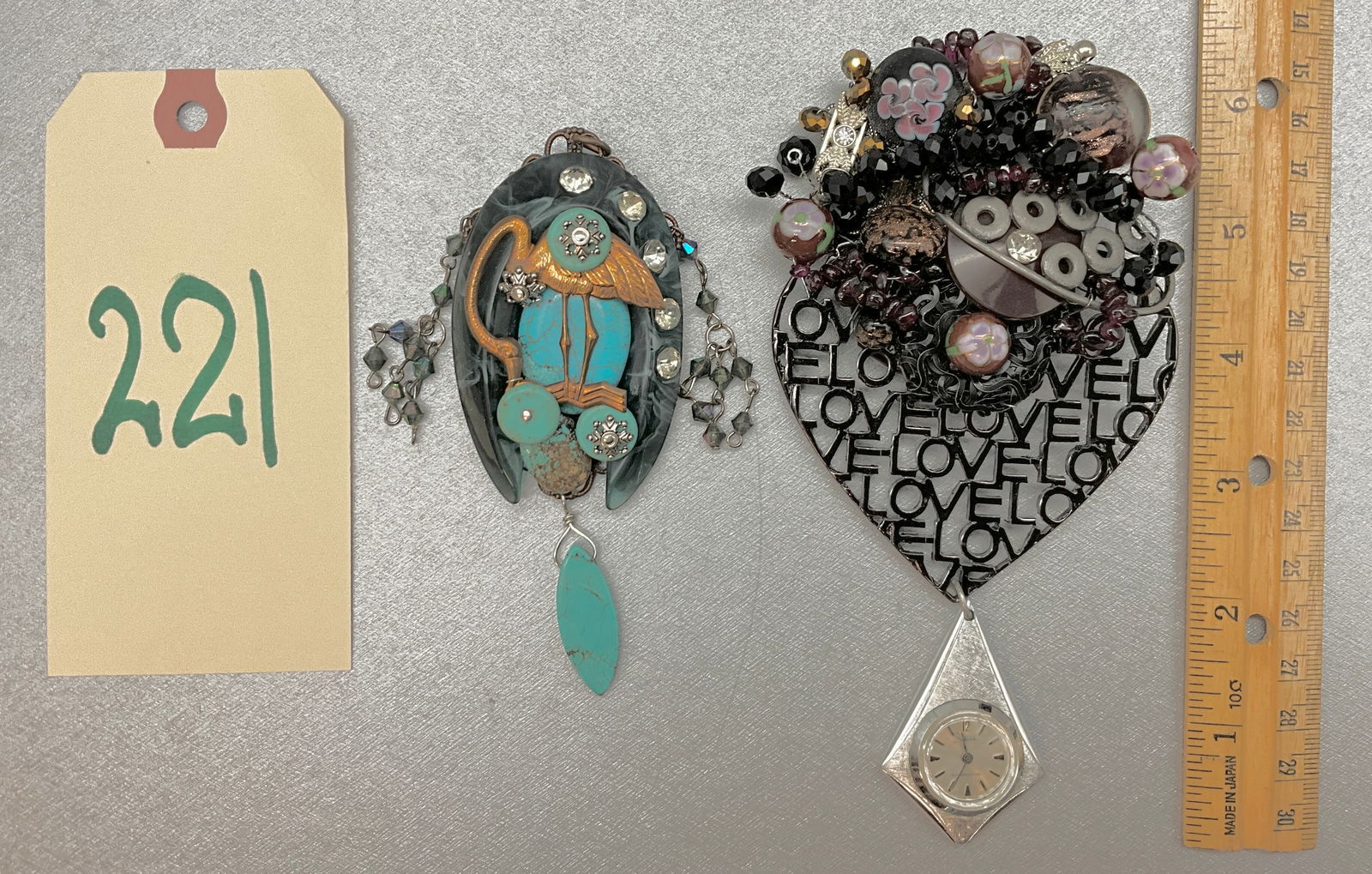 TWO PIECE SARAH JANE SIGNED MOSAIC BROOCHES.: TWO PIECE SARAH JANE SIGNED MOSAIC BROOCHES. Condition All property is sold in "as is" condition and all sales are final. Teel Auctions and its consignor make no representations or warranties, express
