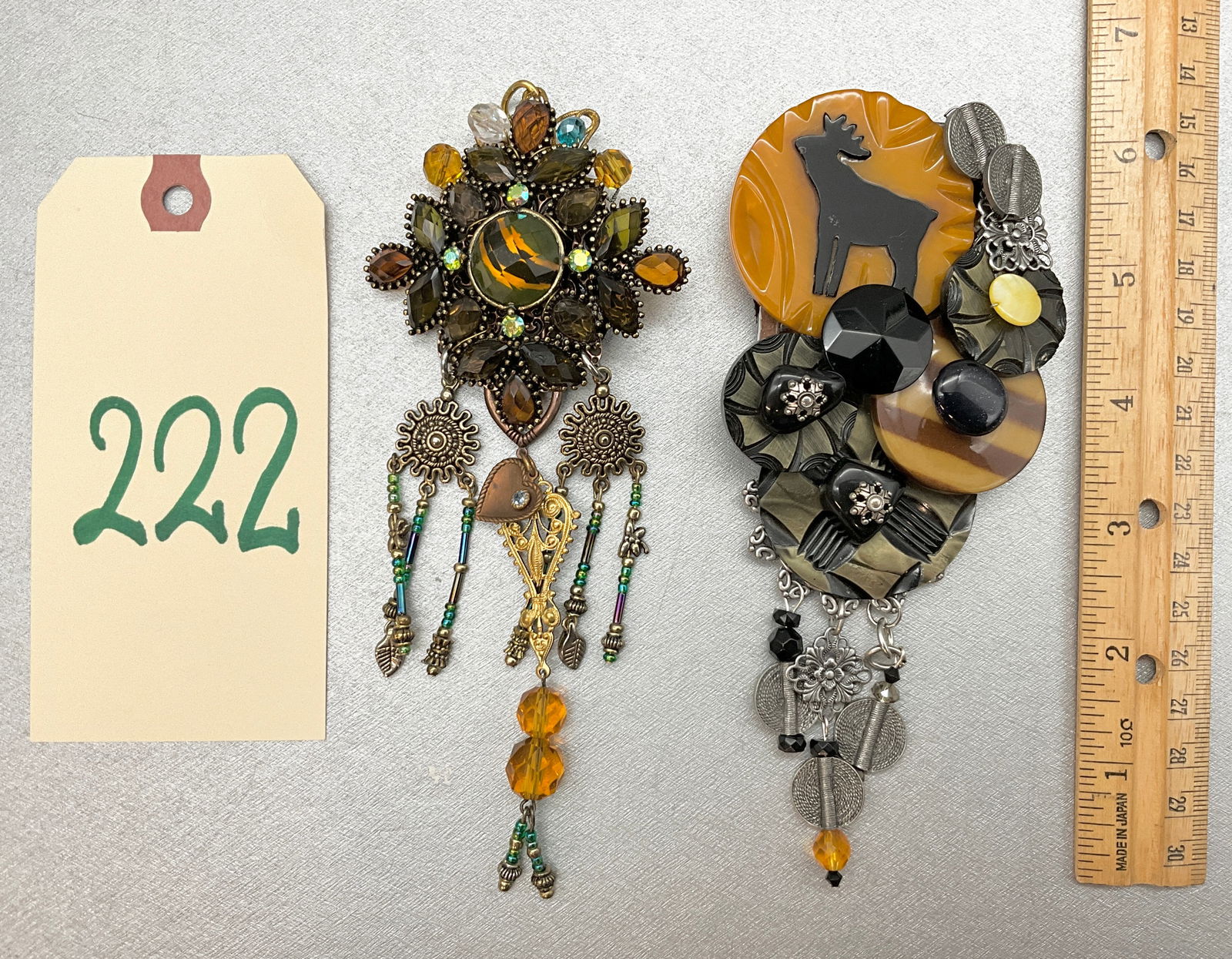 TWO PIECE SARAH JANE SIGNED MOSAIC BROOCHES.: TWO PIECE SARAH JANE SIGNED MOSAIC BROOCHES. Condition All property is sold in "as is" condition and all sales are final. Teel Auctions and its consignor make no representations or warranties, express