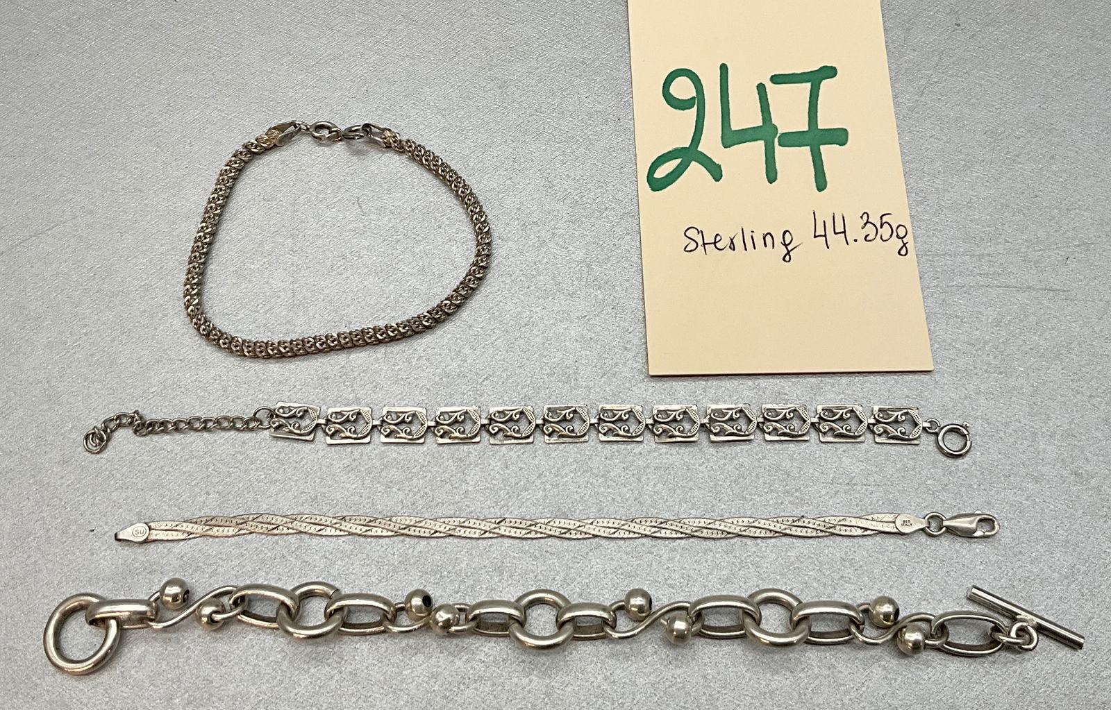 4 PC ASSORTED STERLING SILVER BRACELETS. (1 of 4)