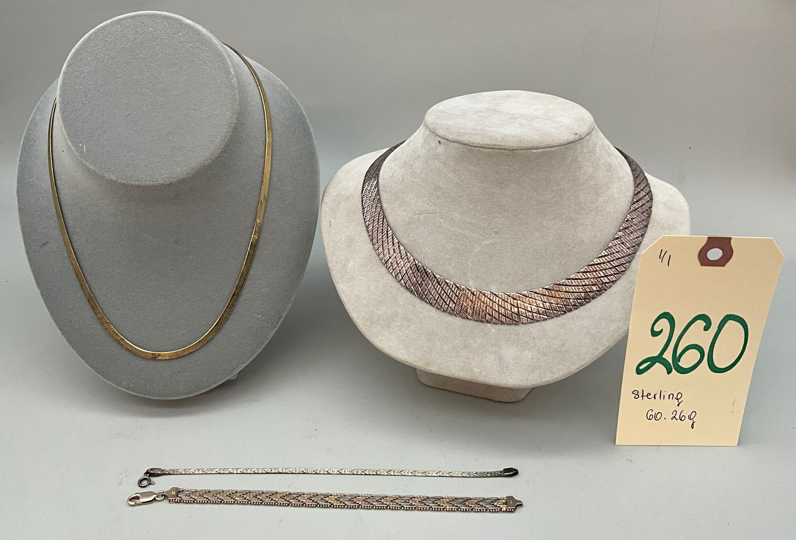 4 PC STERLING SILVER NECKLACES AND BRACELETS. (1 of 4)