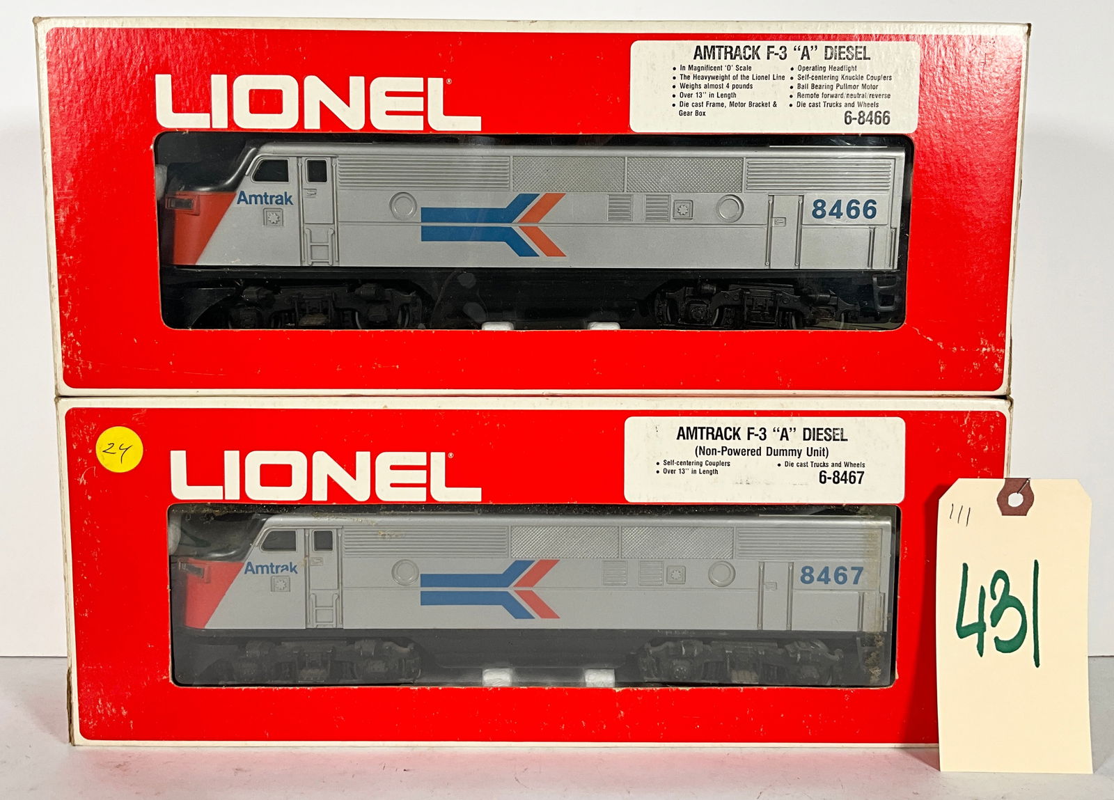 2 PC LIONEL AMTRACK F-3 "A" DIESEL POWERED AND DUMMY ENGINES. (1 of 2)