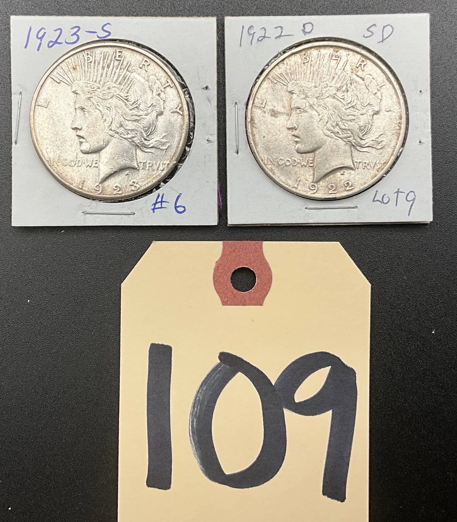 Pair of Peace Silver Dollars (1922-D, 1923-S) (1 of 3)