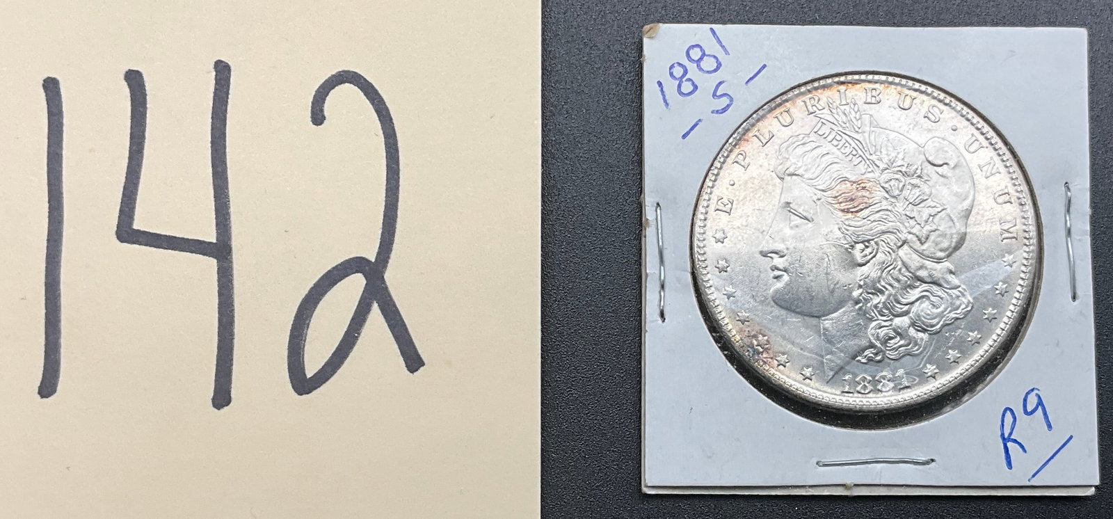 1881-S Morgan Silver Dollar (San Francisco Mint): A stunning 1881-S Morgan Silver Dollar, minted in San Francisco, showcasing George T. Morgan's timeless Liberty profile design. The coin features well-defined details and retains some luster, indicati