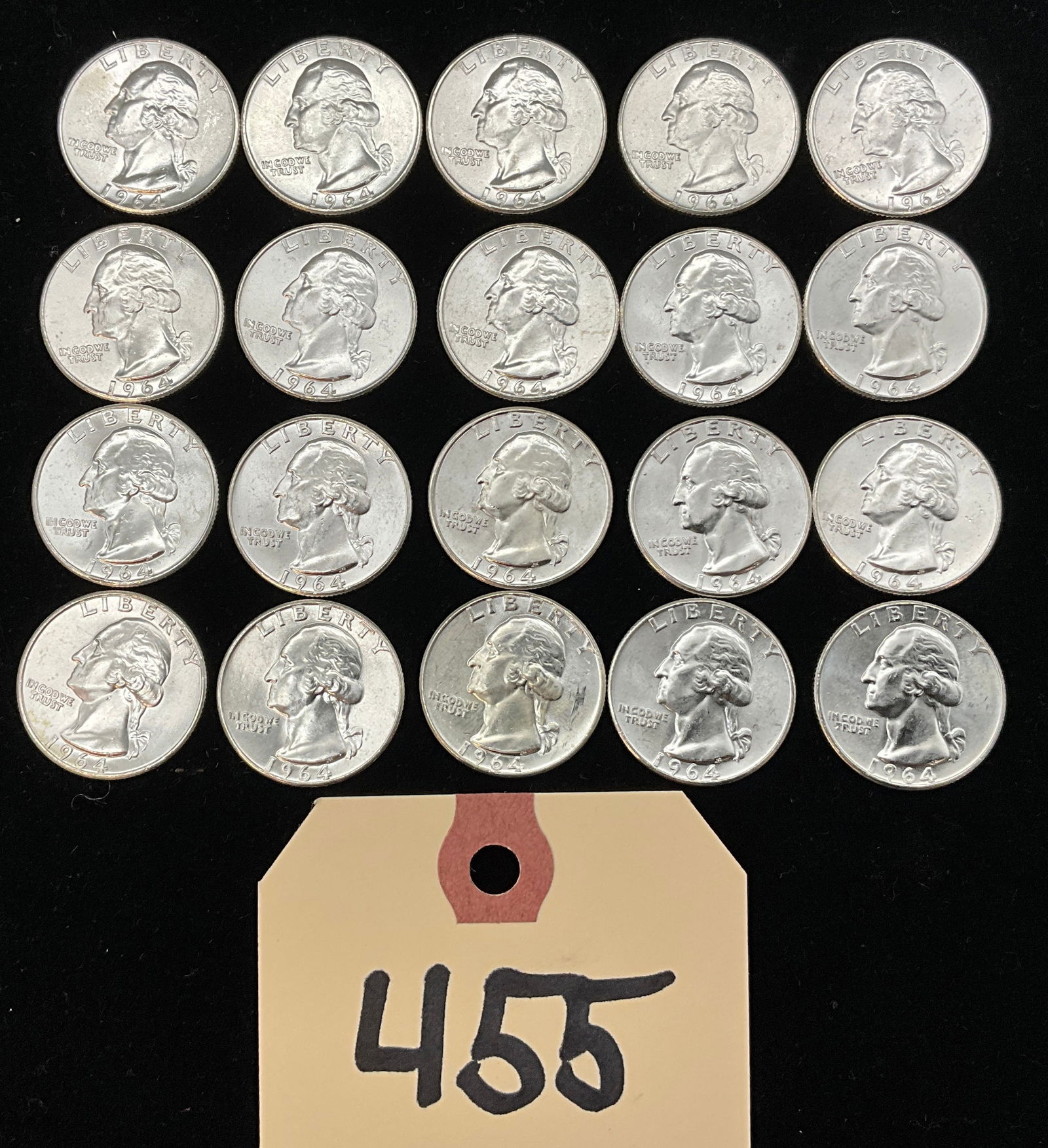 25 Pc 1964 Washington Silver Quarters. (1 of 3)