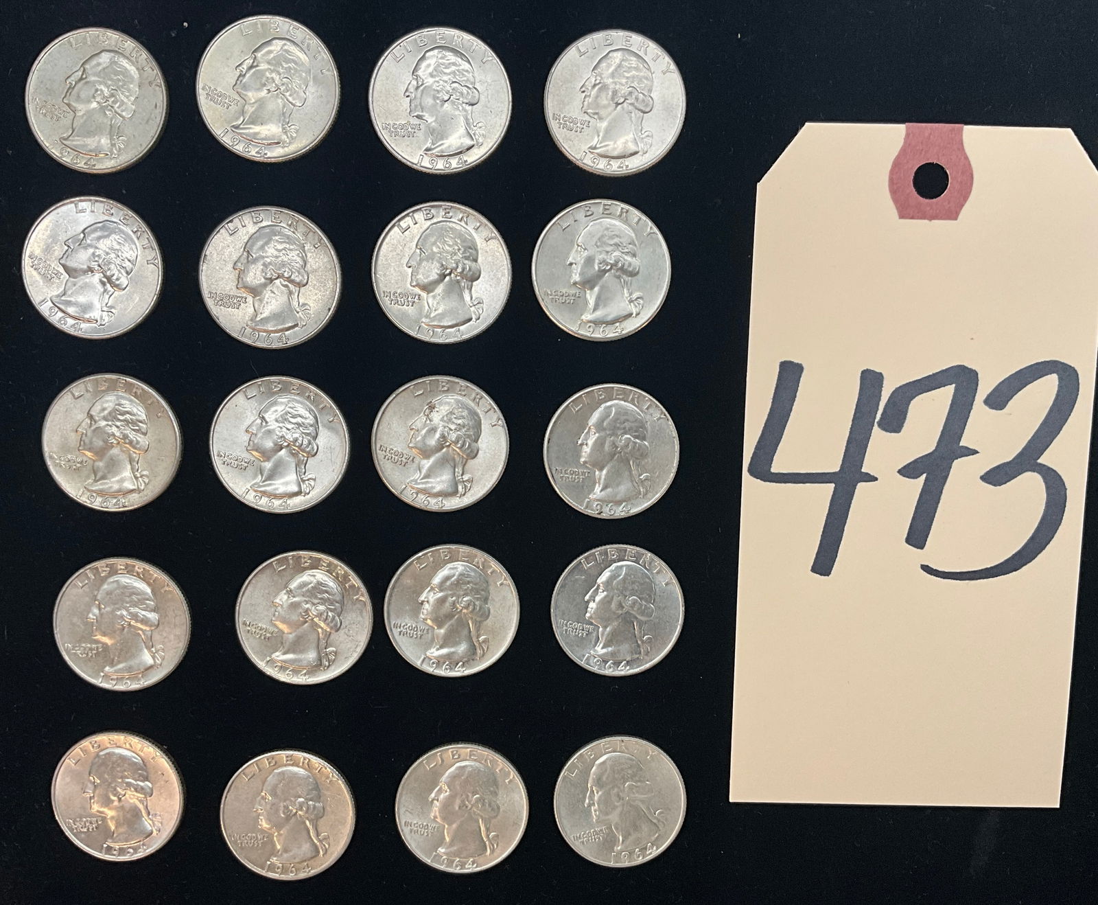 20 Pc. 1964 Washington Silver Quarters. (1 of 3)