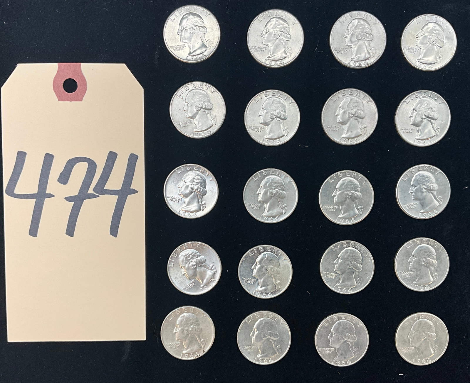 20 Pc. 1964 Washington Silver Quarters. (1 of 3)