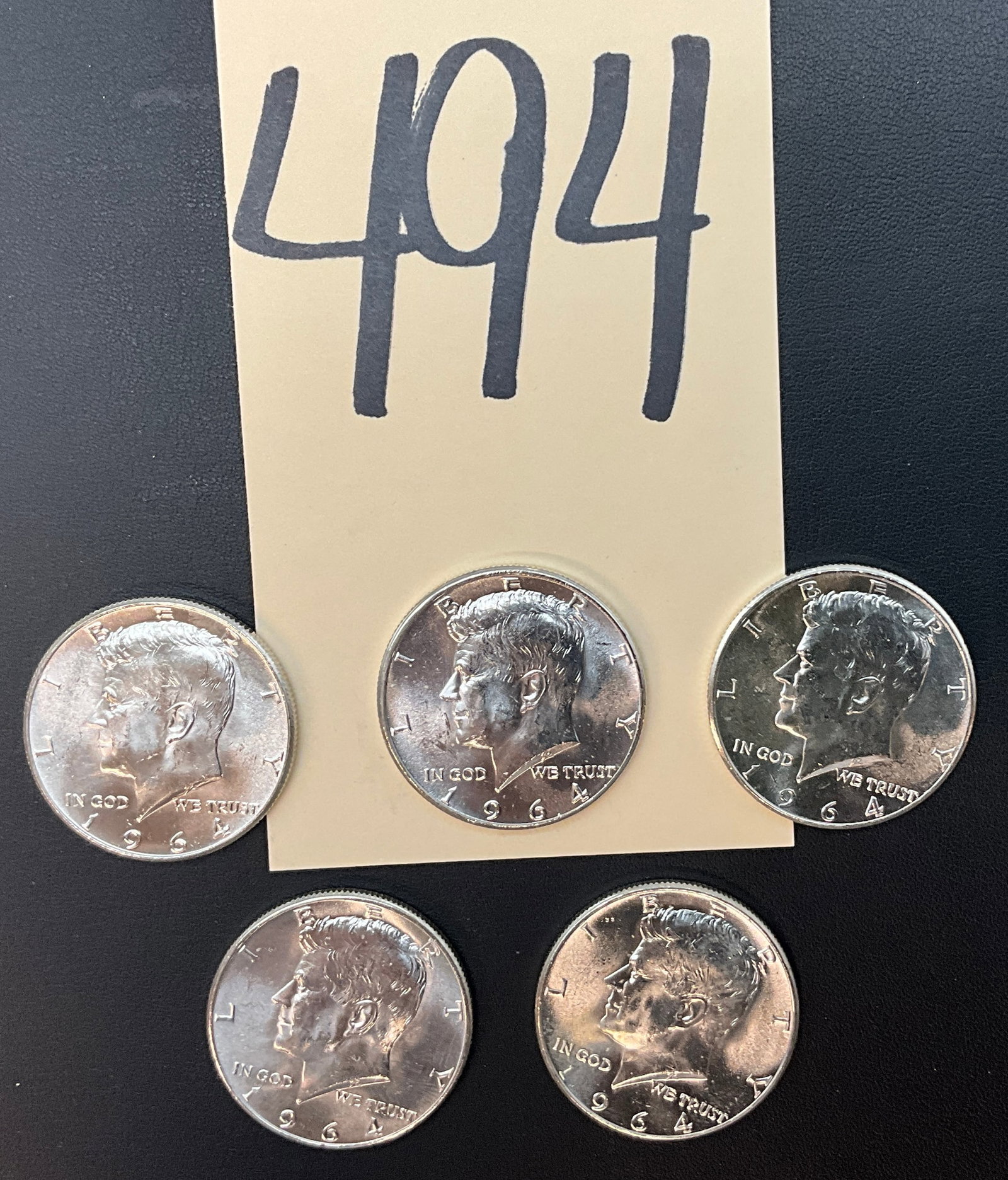 5 Pc. 1964 Kennedy Silver Half Dollars. (1 of 3)