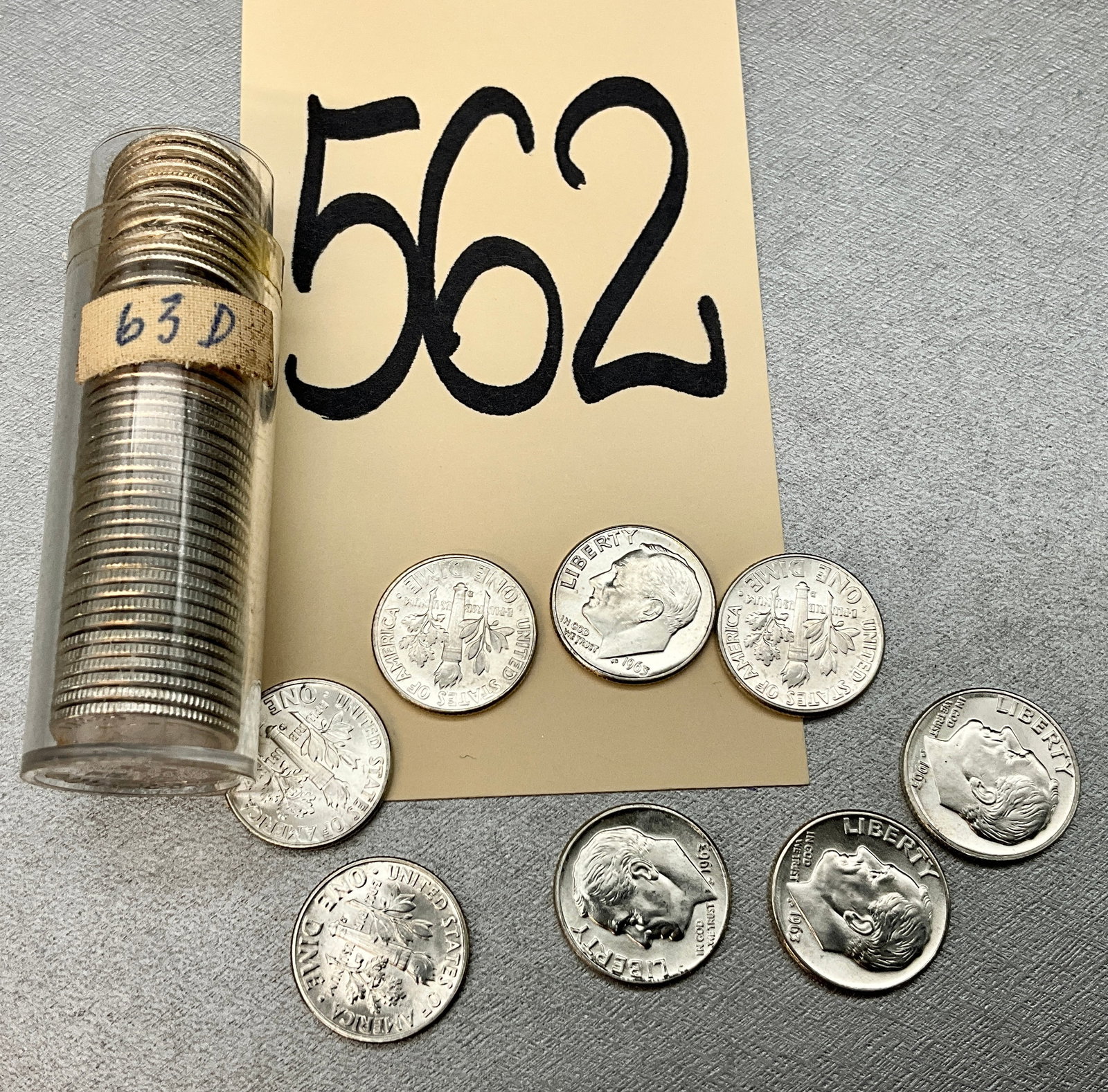50 Pc 1963-D Silver Dimes. (1 of 1)