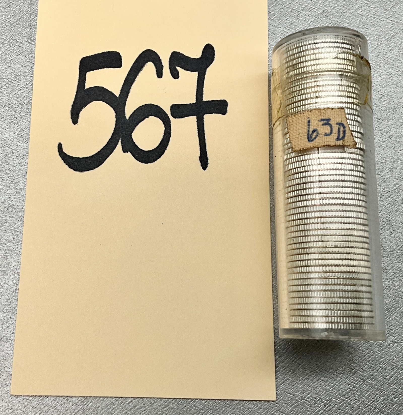 50 Pc 1963-D Silver Dimes. (1 of 3)