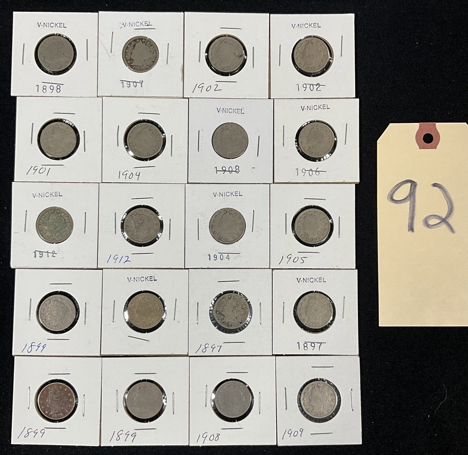 20 PC ASSORTED YEAR V-NICKELS. (1 of 3)