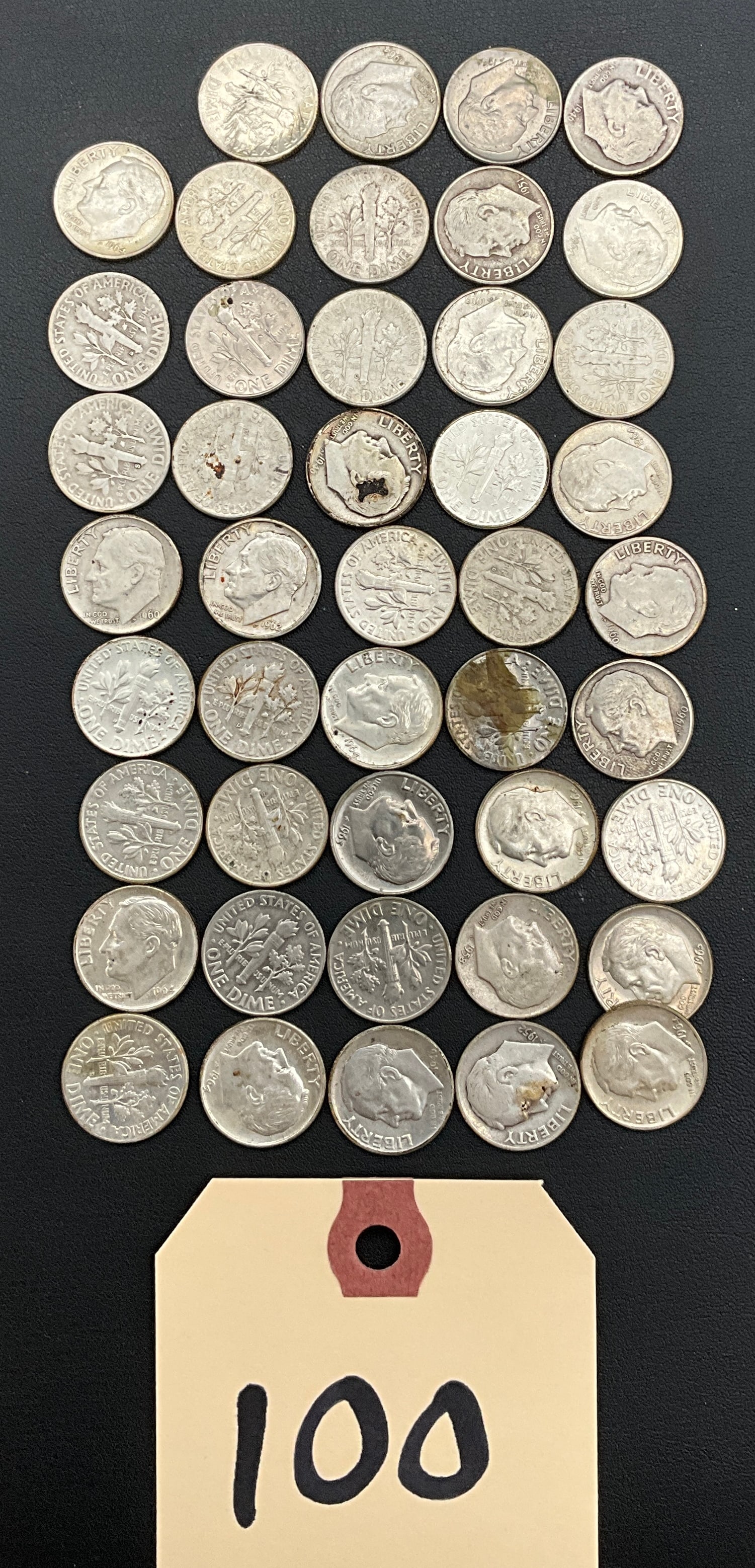 49 PC ASSORTED YEAR AND MINT SILVER DIMES LOT. (1 of 2)