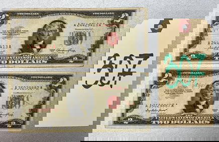 PAIR OF 1953 RED SEAL $2 NOTES. (1 of 3)