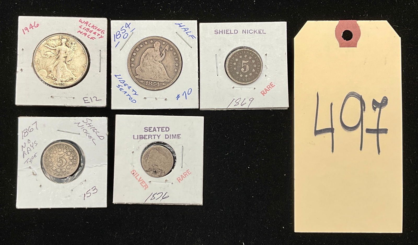 WALKING LIBERTY HALF, SEATED LIBERTY HALF, SHIELD NICKELS AND LIBERTY DIME. (1 of 2)