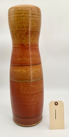 LARGE 19.5" SIGNED ART POTTERY STONEWARE VASE.