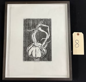 SIGNED FLAVIA BACARELLA ARTIST PROOF ENGRAVING ENTITLED ROCAMBOLE GARLIC"