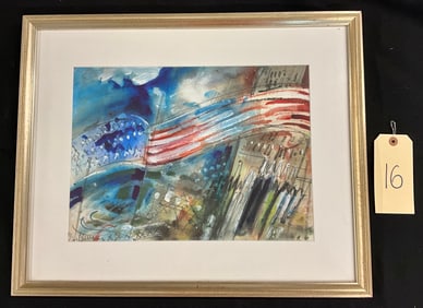 W.CARL BURGER SIGNED 9/11 WATERCOLOR ENTITLED "THE BANNER PREVAILS.