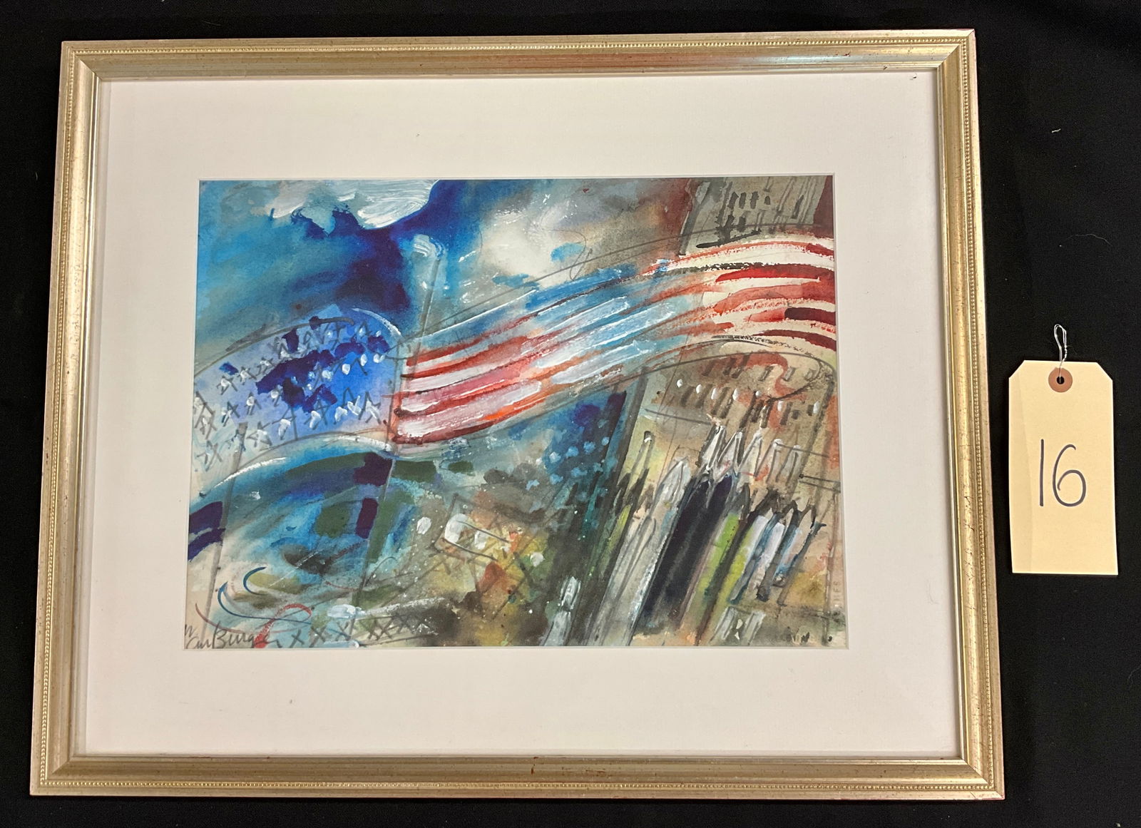 W.CARL BURGER SIGNED 9/11 WATERCOLOR ENTITLED "THE BANNER PREVAILS. (1 of 4)