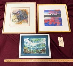 3 PC SIGNED WATERCOLORS IN FRAMES. SEE DESCRIPTION.