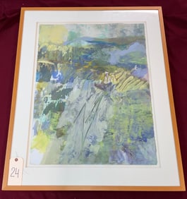 SIGNED SAN SOUCIE WATER MEDIA PAINTING. AWSNWS 1998, FRAMED. MEASURES 31" X 38".
