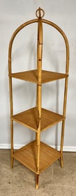 VINTAGE RATTAN 3 TIER SHELF.