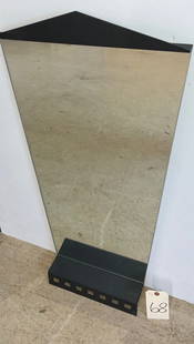 BECKER DESIGNED BDI AL GLASS MODERN WALL MIRROR.: BECKER DESIGNED BDI AL GLASS MODERN WALL MIRROR. MEASURES 17" X 35".