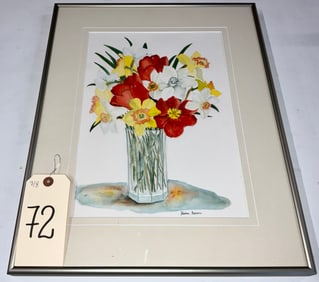 SIGNED KAREN GARSON STILL LIFE WATERCOLOR.